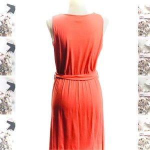 SWAY | M | Peruvian Organic Pima Cotton Coral Scoop Tank Ruffle High Low Dress